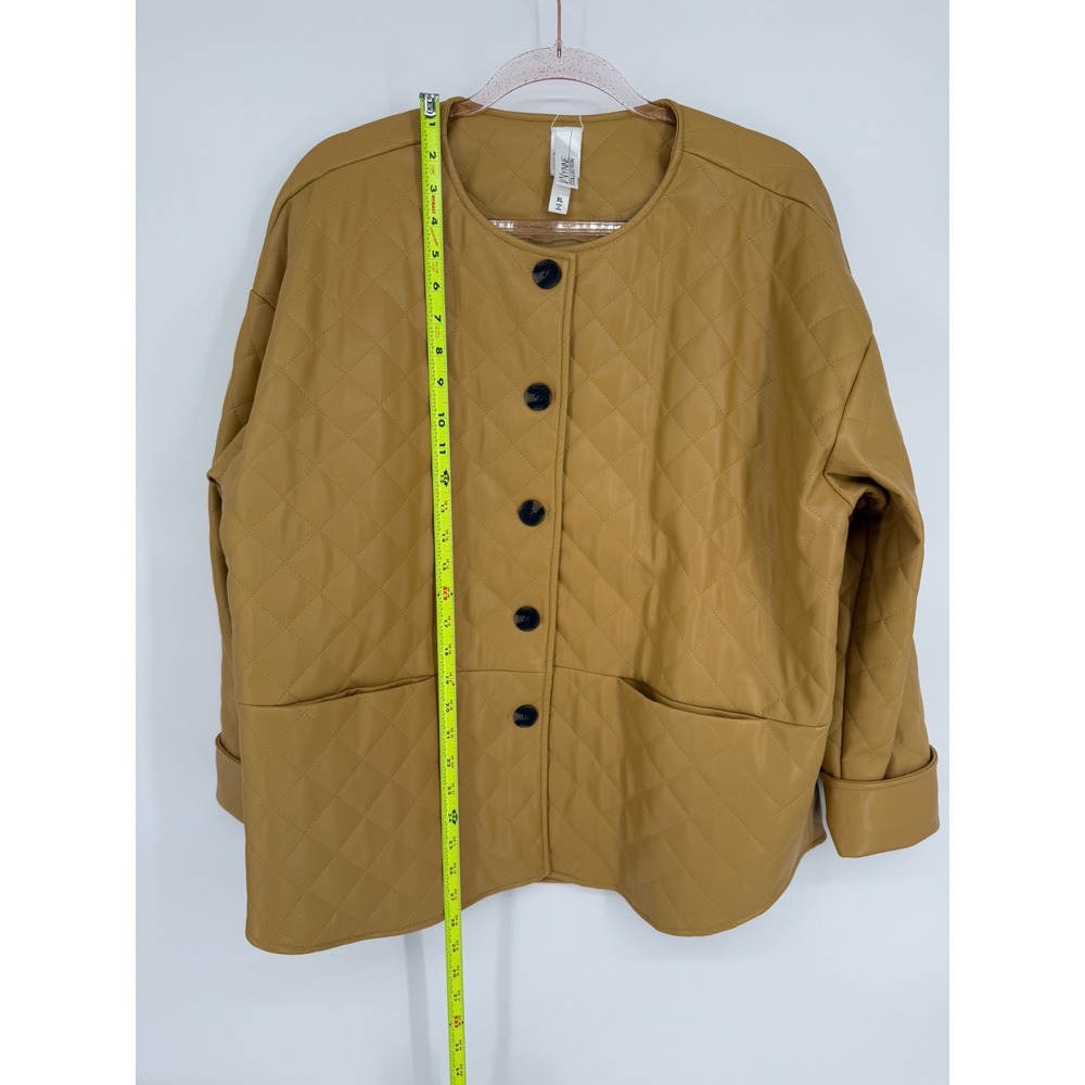 Wynne Collections Mustard Yellow Faux Leather Jacket Outerwear Women Sz XL - Picture 2 of 10